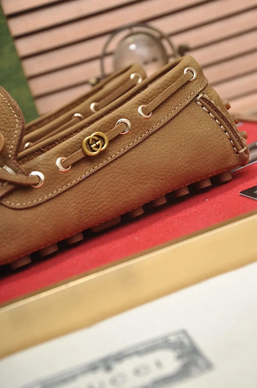 Men's Men's Shoes💰420💶【GUCCI】 (High-end Niuli) New 🍀Gucci*——Gucci Doudou Shoes! Made of imported original cowhide, the inner top layer is comfortable cowhide lining! Original wear-resistant rubber outsole! High quality products! Code number 38-44!